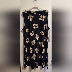 🌸👗Tommy Hilfiger Black and Tan Floral Midi Dress